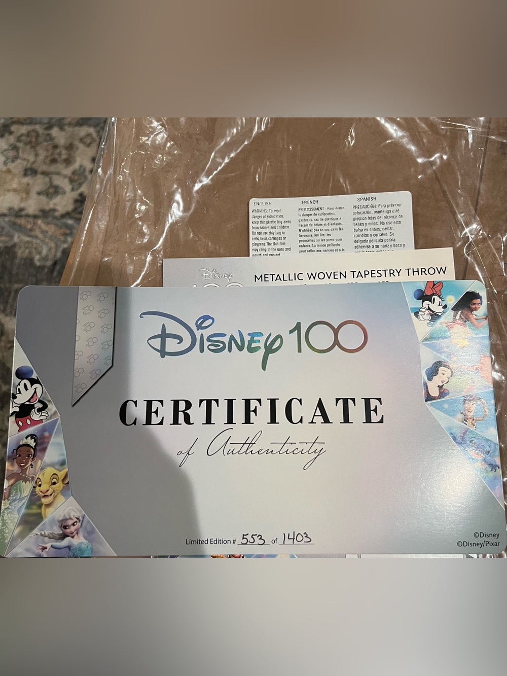 Disney 100 Metallic Woven Tapestry Throw and Pillow - Picture 4 of 12